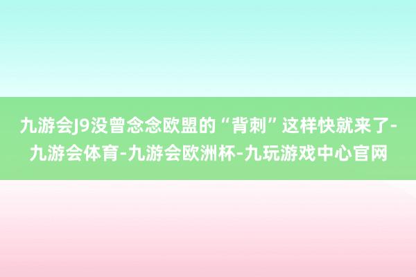 九游会J9没曾念念欧盟的“背刺”这样快就来了-九游会体育-九游会欧洲杯-九玩游戏中心官网